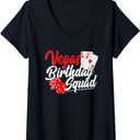 Womens Las Vegas Birthday Party - Matching Vegas Birthday Squad V-Neck T-Shirt (Small, Black)