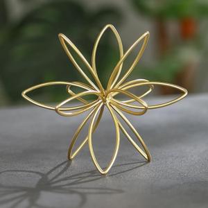 4.25" Gold Sphere Decor, Metal Handmade Floral Decorative Sculpture, Abstract Tabletop Decorative Ball for Home Metal Sphere Decor