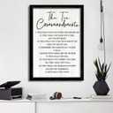 The Ten Commandments Rustic Bible Verse Framed Wall Art, 16''×24'' Narrow Holy Religious Christian Saying Sign for God Jesus Christ Prayer, Vintage Positive Inspirational Catholic Scripture Decor