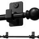 No-Drill Curtain Rod with Adhesive & Pin-Nail Mount System - Renter Friendly & Minimal Wall Damage, 5/8" Diameter Black Adjustable Rod for Windows 28 to 48 Inch