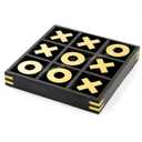 10" Large Elegant Premium Black Tic Tac Toe Board Game | Wooden Puzzle Game | Coffee Table Wooden Decor & Games | Lightweight Gold Plated Pieces [B08YYNYR8R]