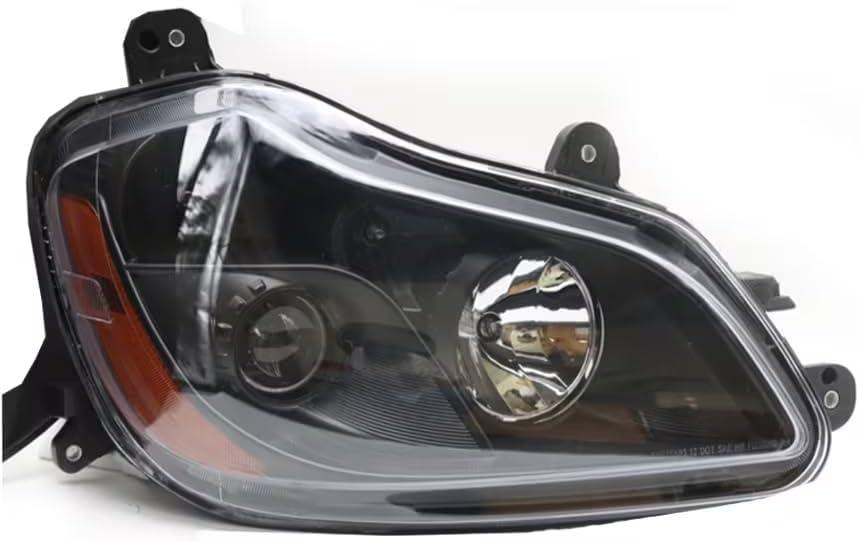 Headlight Assembly for Kenworth T680 2013-2021, Halogen Headlamps with Bulbs, Black House Clear Lens - Right Side, OE Replacement, Better Lighting for Drivers
