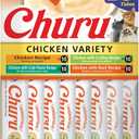 INABA Churu Cat Treats, Lickable, Squeezable Creamy Pure Cat Treat with Green Tea Extract & Taurine, 0.5 Ounces Each Tube, 40 Tubes, Chicken Variety Box (EXP 09/13/26)