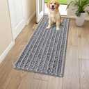 Smiry Dog Door Mat for Muddy Paws 47x24, Extra Soft Absorbent Chenille Doormat, Trap Moisture and Dirt, Non-Slip Machine Washable Front Door Mat for Indoor Entrance Inside Floor, Grey