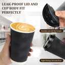 AIRE 80 Pack Coffee Cups with Lids 16 oz Disposable Coffee Cup for Hot and Cold Drinks, To Go Coffee Cup with Lids, Straws, Insulated Paper Cup Set for Home, Office, Travel, Cafe, Black