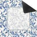 Blue and White Chinoiserie Floral Mahjong Mat for Table 31.5 x 31.5 in, Vintage Blue Oriental Chinese Anti-Slip Mahjong Table Cover Tablecloth for Poker Board Card Tile Game Dominoes