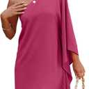 Jhsnjnr Women's Short Wedding Guest One Shoulder Dresses Formal Batwing Sleeve Club Party Cocktail Dress (Pink) Small