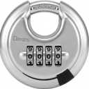 DAYGOS 4 Digit Combination Disc Padlock with Hardened Steel Keyless Heavy Duty Combo Lock for Sheds,Fence,Storage Unit,Trailer,Moving Cube(3/8-in Shackle) (Silver)