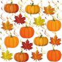 Fall Decor Pumpkin Maple Leaf Hanging Swirl - Fall Thankgiving Pumpkin Party Ceiling Decorations for Home Classroom Office Autumn Thanksgiving Harvest Decor Party Supplies