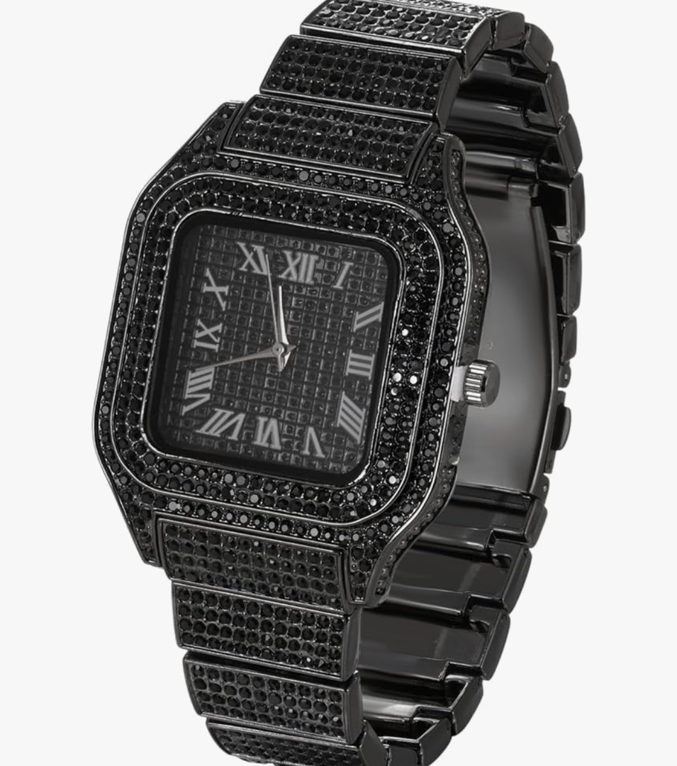 Men’s Watch - The King - 18K Gold/Platinum Plated, 40MM Square Dial, Iced Out Wristband