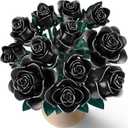 2 x Black Rose Building Blocks Set for Kids, 634PCS Flower Bouquet Brick Toy, Romantic Gift for Girls, Women, Valentine's Day, Birthday, Mother's Day, Halloween, DIY Artificial Plant for Home Gothic Decor