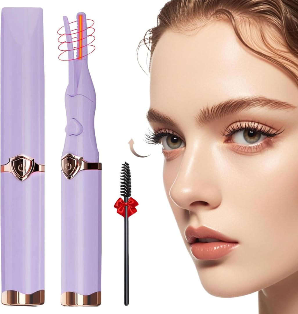 Heated Eyelash Curler - Fast Heat up in 8s - 3 Heat Modes with USB Rechargeable - Electric Eyelash Curler - Natural Curling 24 Hours Long Lasting - Anti-Burn Eyelid, Purple