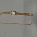 NEWITIN 3 Pieces Women Gold Watch Bracelets Set Fashion Costume Jewelry Stainless Steel Gold Plated Square Wristwatch Diamond Bangle Bracelet Watch Jewelry Set for Women