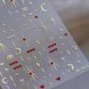 Gold Nail Art Stickers Gold Moon Nail Stickers Heart Star Nail Decals 3D Self Adhesive Golden Nail Art Stickers Decals Heart Nail Art Supplies for Women DIY Manicure Nail Art Decorations