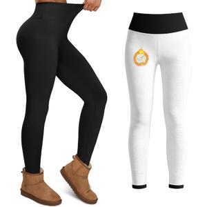 YUDSUD Thick Fleece Lined Leggings for Women Tummy Control High Waisted Workout Thermal Warm Soft Yoga Pants for Cold Winter (X-Small, Black)