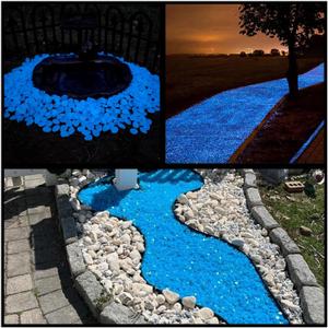 Glow in The Dark Rocks Outdoor, 500 pcs Blue Solar Rocks for Landscaping, Outdoor Decor Glow in The Dark Stones, Glowing Pebbles for Garden Backyard Patio Lawn Pond Fish Tank Aquarium Decor