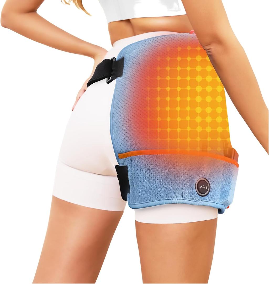 Hip Heating Pad for Hip Support Brace,Cordless Heated Hip Wrap with 10000mAh Battery and 3 Heating Modes for Thigh/Legs,Buttock (Orange Blue, Up to 47'')