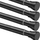 AIZESI 4pcs Spring Tension Curtain Rod for Windows 28 to 48 Inch, Black 7/8 Diameter Adjustable Curtain Rod Spring Curtian Rods No Dirlling for Bathroom, Kitchen, Cupboard
