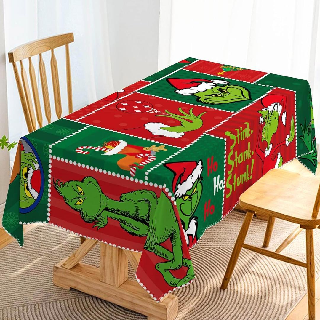 Hafangry Merry Christmas Tablecloth Green Christmas Winter Holiday Birthday Party Decoration Xmas Home Kitchen Dining Room Decor (60" x 84")