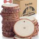 Unfinished Wood Slices with Hole, Natural Wood Circles Blank with Bark for DIY Crafts, Home Decor, Christmas Ornaments (30Pcs, 2.8-3.1 Inch)