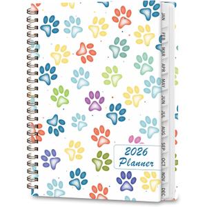3 x 2026 Planner, Weekly and Monthly Calendar Planner Agenda, Jan 2026 - Dec 2026, Planning Academic Book, Office Desk Accessories and School Supplies - A5 (6.3'' x 8.5'') (Colorful Paw Prints)