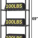 HOMEFORT 6-Shelving Unit, Adjustable Wire Shelving, Metal Wire Shelf Rack Organizer for Kitchen, Pantry, Closet, Bathroom, Laundry, Black,21" W x 11" D x 69" H