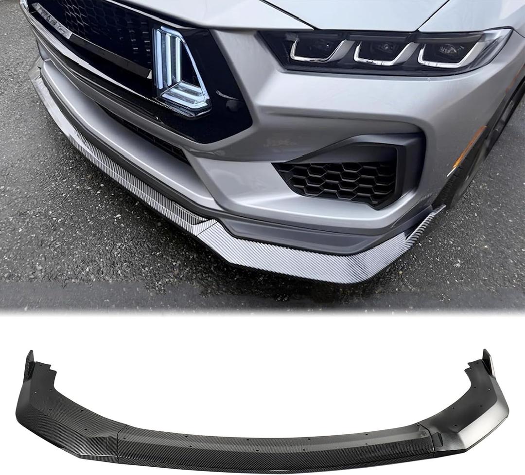 Carbon Fiber Front Bumper Lip Compatible with Ford Mustang EcoBoost GT 2024 2025 2026, Chin Splitter Diffuser Protector