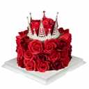 EIGHTOWN Birthday Gift for Her with Crown - Forever Cake with Red Preserved Flowers - Bouquet Preserved Roses for Women (Red)