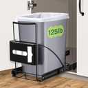 Pull Out Trash Can Under Cabinet Shelf - Under Sink Trash Can Pull Out Slider for 3040 Quart Cans Up to 125 lb - Cabinet Trash Can Pull Out Kit w/Garbage Bag Holder - (Can Not Included) Black