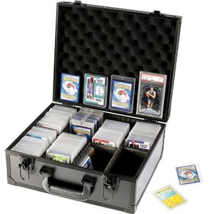 Azamou Toploaders Storage Box for 3" x 4" 35pt Rigid Cards, Trading & Sports Cards, Graded & Rating Cards, with 7 DIY Sponge Partitions (Holds 600+ Toploaders, M600Black)