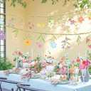 2PCS Wildflower Garland Banner, Wildflower Party Decorations Floral Grland for Baby in Bloom Baby Shower Bridal Shower Spring Tea Party Wild One Birthday Easter Mother's Day Decorations