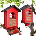 Wildpark Squirrel Proof Bird Feeder for Outdoors Hanging, 8LBS Metal Hanging Bird Feeder with Bilateral Weight-Activated Perches, Large Capacity Wild Bird Feeder - Squirrel Chewing ProofRed