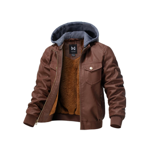 GGleaf Boy's Faux Leather Jacket Windproof Warm Winter Coat Kids Bomber Outerwear Waterproof PU Motorcycle Jacket Black Size 8