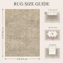 8x10 Washable Boho Area Rug, Dark Beige Farmhouse for Living Room