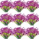 JEMONG 30 Bundles Artificial Flowers Outdoor UV Resistant Fake Flowers No Fade Faux Plastic Plants Garden Porch Window Box Decorating(Purple)