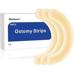 40 Pcs Elastic Ostomy Barrier Strips, Medical Grade Hydrocolloid Waterproof Leak, Skin Adhesive Ostomy Barrier Tape for Colostomy Bags
