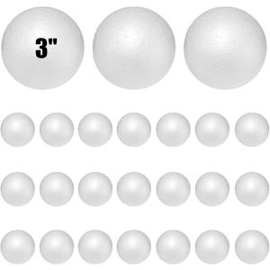 Styrofoam Balls 3 Inch,24PC Large White Foam Ball for Crafts, DIY Craft Giant Foam Balls for Home and School,Smooth Solid Round for Arts and Craft Project (Styrofoam-3in-24pc)