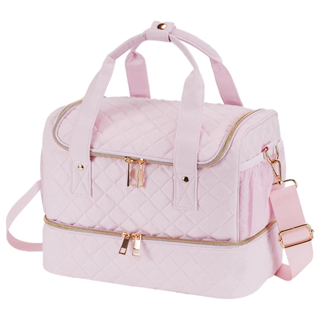 Nail Polish Organizer Case Fits 1 Nail Lamp and 50 Bottles,Pretty Nail Organizers and Storage with Side Pockets for Nail Polish Remover,Manicure Tools (Patented,Bag Only)-Pale Pink