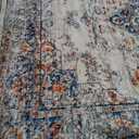 VK VKLIVING 5x7 Area Rug Washable Rugs for Living Room Rug Vintage Design Boho 5x7 Rug with Non Slip Living Room Rug Bedroom Carpet Stain Resistant, Home Decor, Blue&Orange