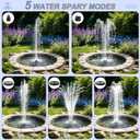 Yeomi Solar Water Fountain for Bird Bath, 2.5W 5V Solar Powered Water Pump with Separated Solar Panel, Outdoor Solar Fountain for Small Pond, Garden Water Feature Decoration with 5 Spray Nozzles