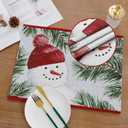 Randall Christmas Snowman Table Placemat Set of 4, Yarn-Dyed Jacquard Fabric Festive Dining Table Decoration for Kitchen Holiday Party & Family Gathering,Xmas Festive Party Supplies,13"18"(Red/Green)