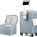 20 Inch Carry on Luggage 22x14x9 Airline Approved Hard Shell Suitcases with Wheels, Top Opening Expandable Carry on Luggage with Cup Holder Small Rolling Suitcase with Lock, Silver