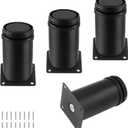 Set of 4 Stainless Steel Furniture Legs 3 Inch, Adjustable Round Cabinet Legs 2" Dia Kitchen Feet, Metal Replacement Legs for Cabinet Sofa Couch Shelves Table (Black)