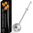 JETKONG Large Flour Duster for Baking, One-Handed Operation Sugar Sifter, 304 Stainless Steel Dusting Wand, Flour Sprinkler for Bread Baking (Large, Silver)