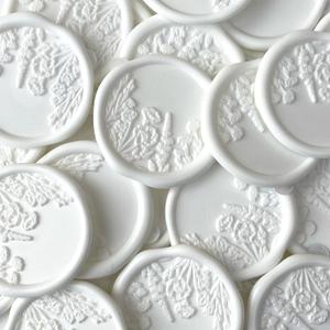 Wildflower Wax Seal Stickers, Floral Wax Seal, Flowers, Foliage, Field of Flowers (White)