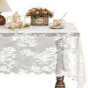 Jayla White Lace Tablecloth for Rectangular Tables, Vintage Style Wedding Table Cloths for Reception, Baby Shower, Birthday Party, Formal Dining, Dinner Parties 54 X 54 Inches