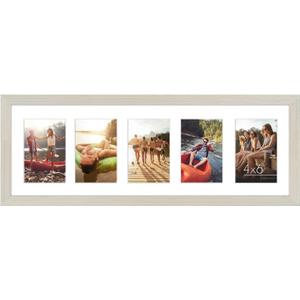 Americanflat 4x6 Collage Picture Frame with Shatter-Resistant Glass - Fits Five 4x6 Photos or Use as One 8x24 Picture Frame - Signature Collection - Collage Frames for Wall Display - Light Wood