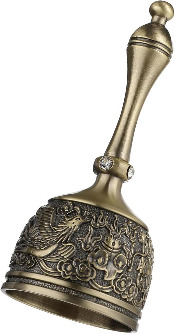 Hand Bell Brass Dinner Call Bells Loud Service Ringing Bell Tibetan Handbells for Meditation Seniors Bedside Musical Teaching Classroom,Ringer Fell Off