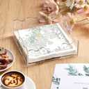 Kathfly 2 Pack Scalloped Clear Acrylic Napkin Holder, 7 x 7 x 2.56 Inch Scalloped Tray, Disposable Paper Napkin Holder for Weddings, Bathroom, Kitchen, Dining, Bars, Hotels and Home Decoration