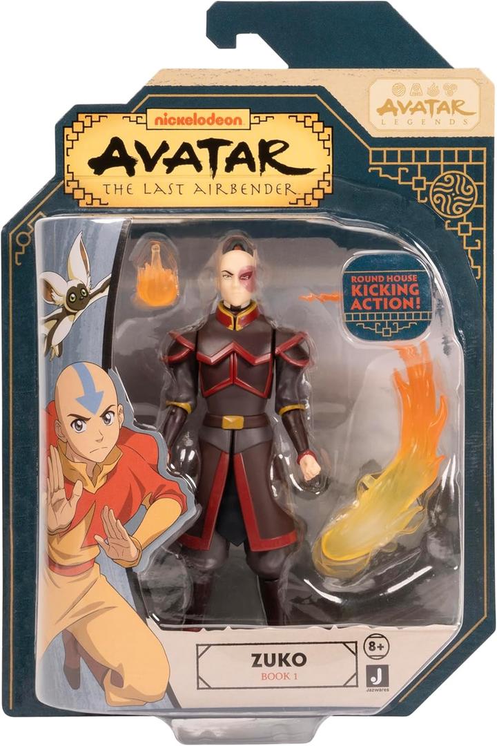 Jazwares Avatar: The Last Airbender Zuko (Book One) - 4.5-Inch Scale Figure with Fire Effects and Battle